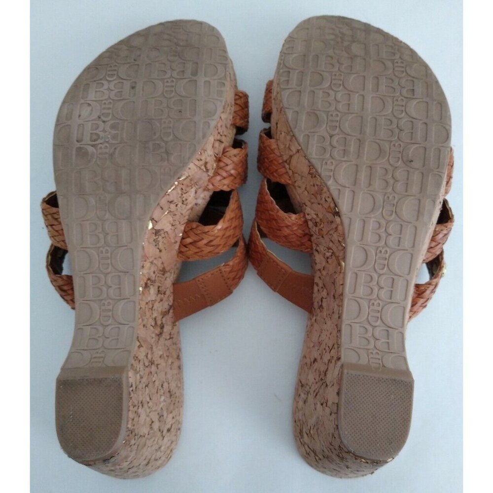 Dana Buchman BILLY BROWN Tan Slip On Strappy Open Toe Cork Wedge Sandals Sz 8 M - Picture 5 of 9